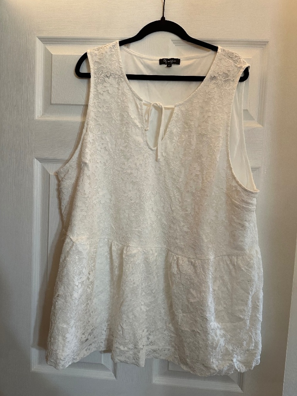 Lily Morgan White Floral Lace Peplum Tank Top 3X Plus Size